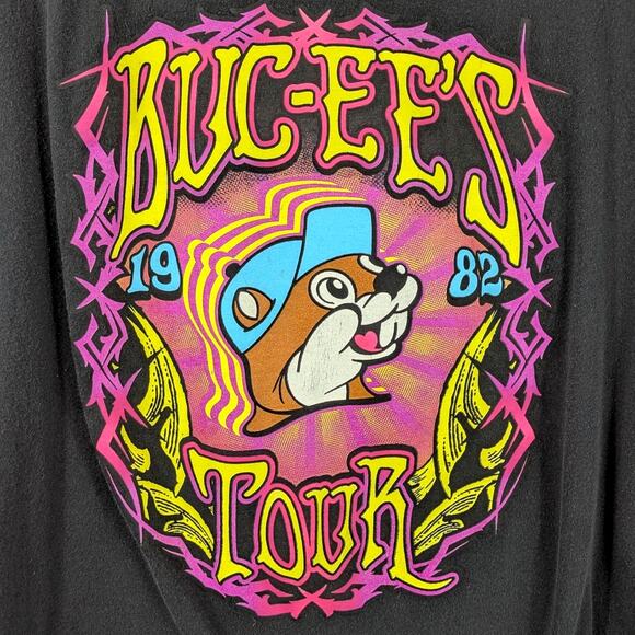 Buc-ee’s Tour T-Shirt Men’s L Black 1982-2021 Psychedelic Graphic Roadtrip Tee - Picture 2 of 5